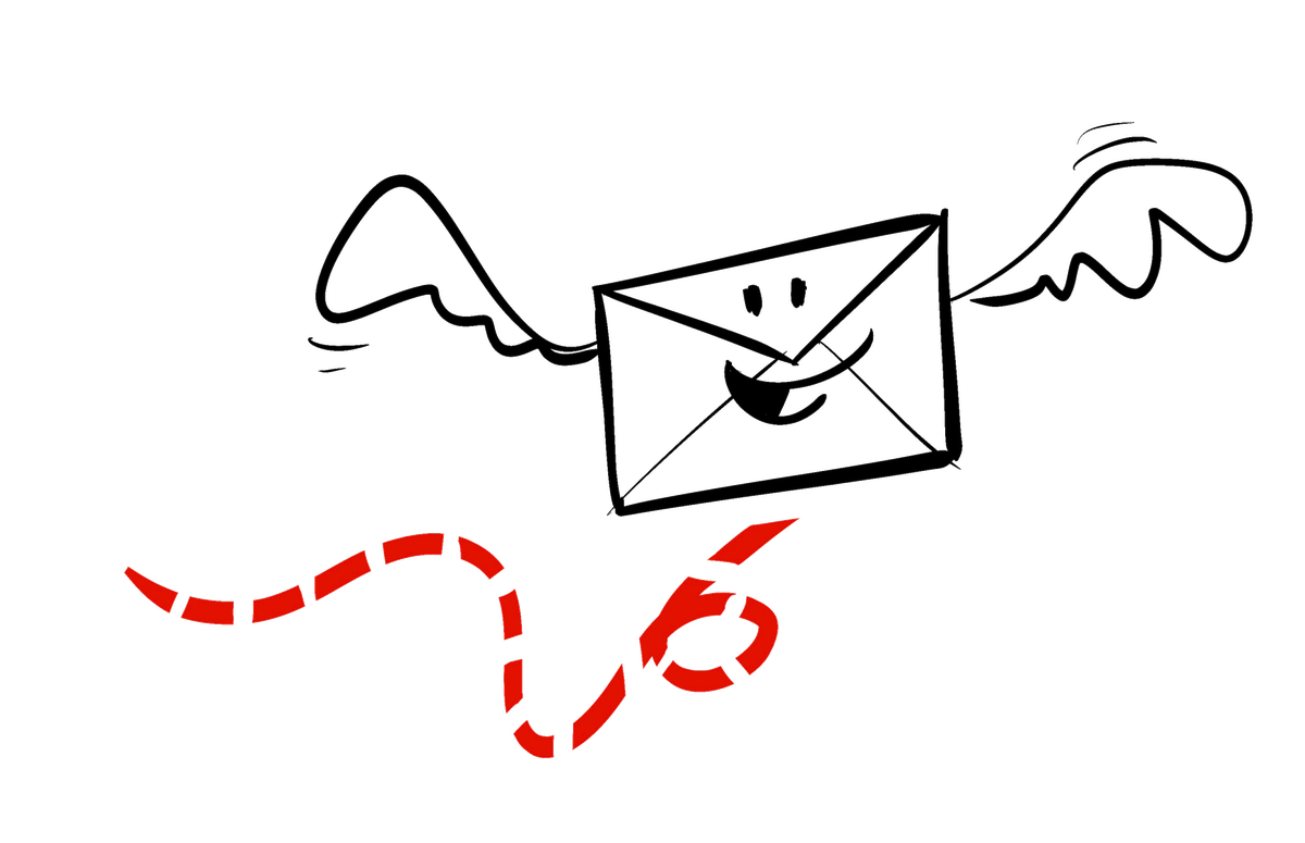 Illustration: Wahlbrief mit Flügeln